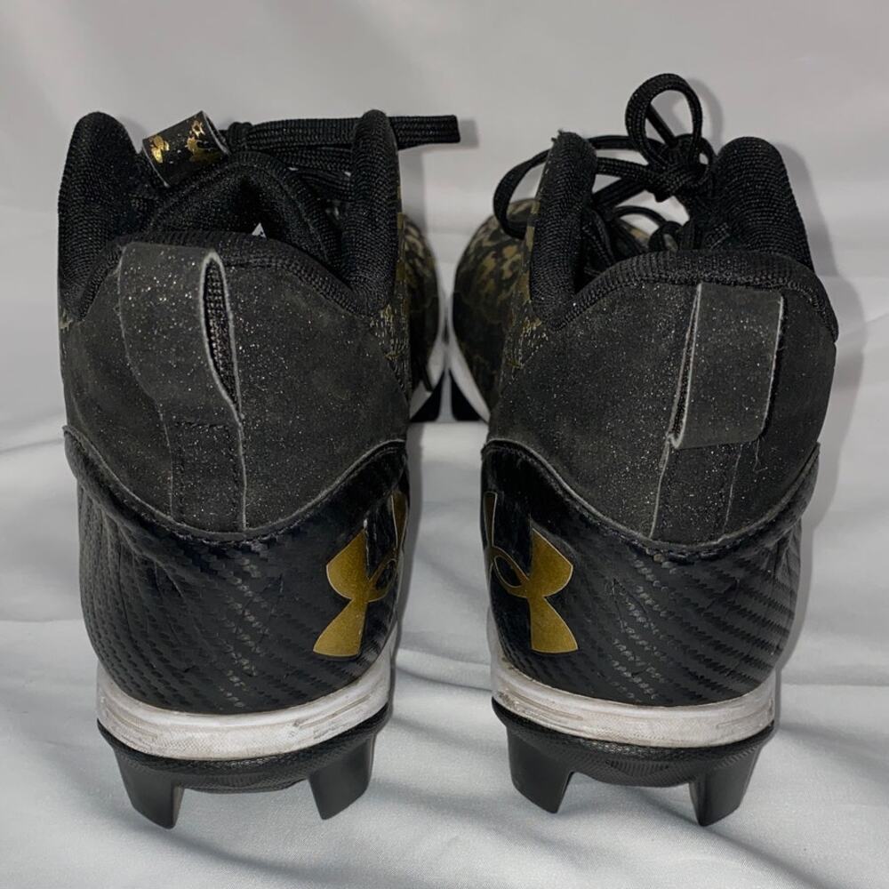 Under Armour Spotlight Mid Black and Gold Football Rubber Cleats Men's 12.5 used - Picture 9 of 12